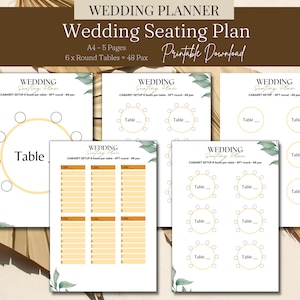 Wedding Planner Seating Chart, Round Table Display For Guest Names, Seating Planners Draft Instant Printable Download Wedding Organiser Plan