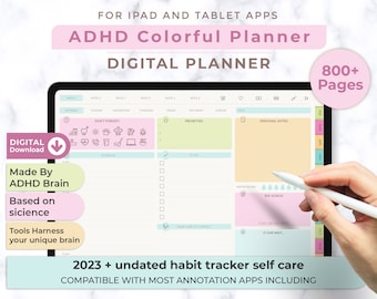 ADHD Digital Planner for Goodnotes, ADHD Daily planner, Undated Planner, Ipad Planner, 2024 Digital Planner, Downloadable Planner, Colorful!