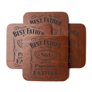 Engraved Genuine Leather Coasters: Personalized Home Decor Gift