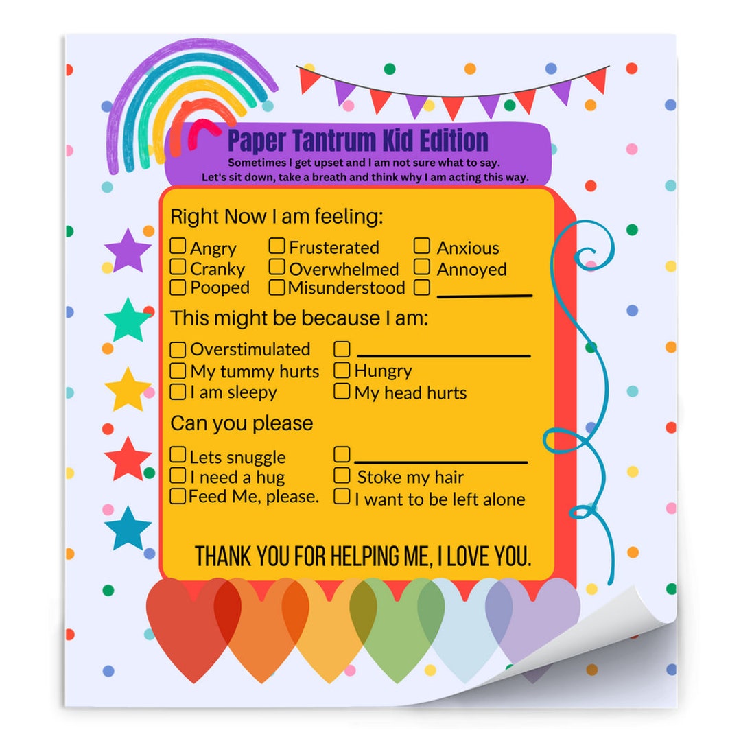 Paper Tantrum Kids Edition, ADHD Notepad, Emotional Support, Creative