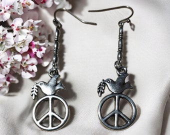 Peace with dove drop earrings