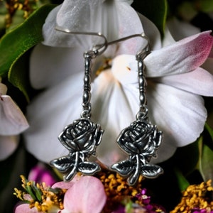 Rose drop earrings