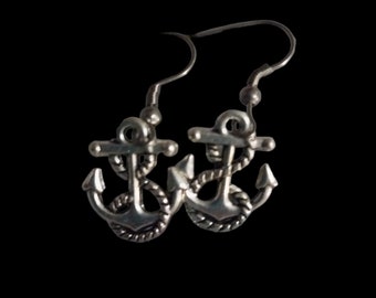 Nautical Anchor with rope earrings