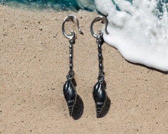 Petite Silver Cone drop earrings