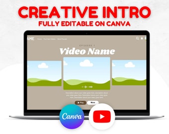 Creative YouTube Intro, Streaming App YouTube Intro,  Canva Editable Template, Unique, Creative Youtube Intro, Animated Editable Templates,