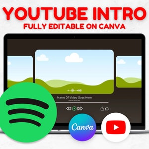Music YouTube Intro, Canva Editable Template, Unique, Creative Youtube Intro, Animated Editable, Youtube Video, Youtube Intro Templates, BL