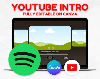 Muziek YouTube Intro, Canva bewerkbare sjabloon, uniek, creatief YouTube-intro, geanimeerd bewerkbaar, YouTube-video, YouTube-intro-sjablonen, BL