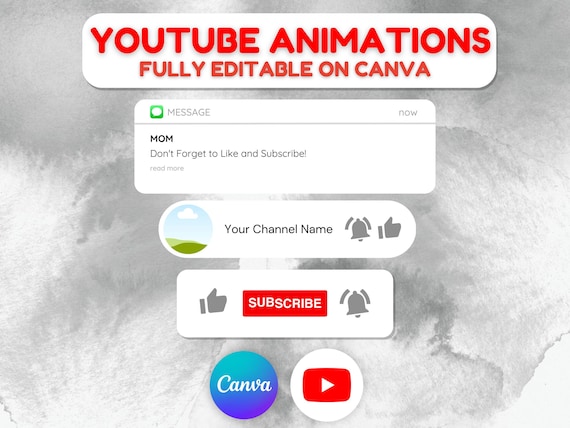 Youtube Animations, Canva Editable Template, Unique, Youtube Like and Subscribe, Animated Editable, Youtube Video, Youtube Templates, BL