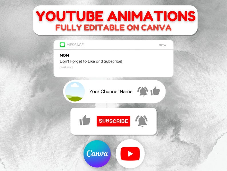 Animacje YouTube, Edytowalny szablon Canva, Unikalny, Lubię i subskrybuj YouTube, Animowany edytowalny, Wideo YouTube, Szablony YouTube, BL zdjęcie 1