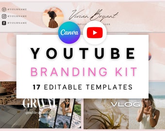 Sakura YouTube Banner, Intro, Outro, Logo & Video Thumbnails | Youtube Branding Kit | Minimal, Digital, Pink Canva Templates | Animated DIY