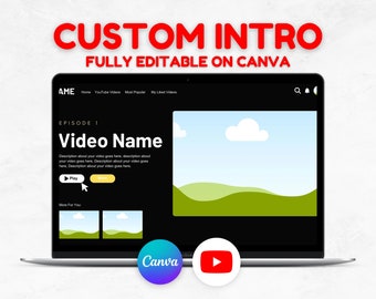 Streaming App YouTube Intro, Custom YouTube Intro, Canva Editable Template, Unique, Creative Youtube Intro, Animated Editable Templates,