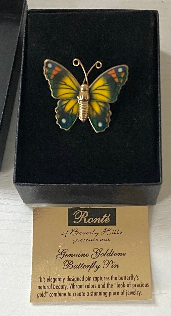 Ronté Genuine Goldtone Butterfly Pin Jewelry Home Decor Vintage