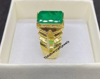 Vintage Grüner Smaragd Ring Ehering, handgemachte Sterling Silber Edelsteine, Art Deco, Einzigartiger Damen Brautring Versprechensring,