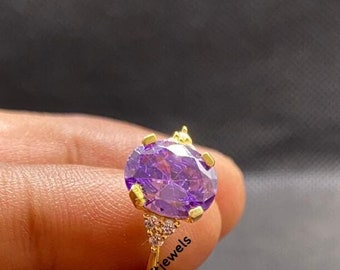 Antiker Amethyst Ring Ehering, handgemachte Sterlingsilber Edelsteine, Art Deco, einzigartige Frauen Brautring Versprechen Ring,