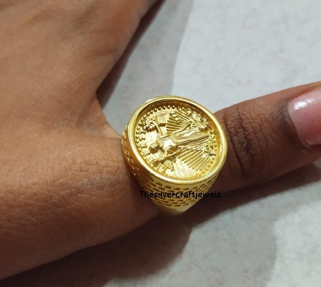 Men's Coin Ring 20 Coin American Liberty Ring With American Eagle ...