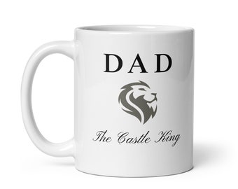 The Castle King - A humorous birthday or Father's Day coffee mug gift for single dads and hardworking dads. Bold & eye-catching drinkware.