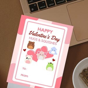 Squishmallow Valentine - Printable - Instant Download - Kids Valentine Cards - Digital Download- Gift for Her- Gift for Kids