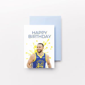 Steph Curry Birthday Card | Instant Digital Download | Printable NBA Basketball Birthday Card | Golden State Warriors | Steph Curry Fan Gift