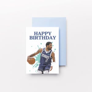 Carte d'anniversaire de Kyrie Irving | Téléchargement numérique instantané | Carte d'anniversaire imprimable de basket-ball NBA | Cadeau pour les fans des non-conformistes