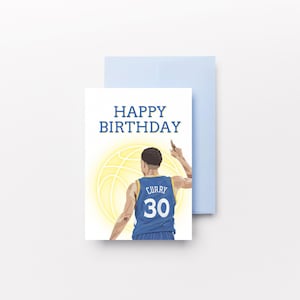 Carte d'anniversaire Steph Curry | Téléchargement numérique instantané | Carte d'anniversaire imprimable de basket-ball NBA | Guerriers de l'État d'or | Cadeau pour fan de curry de Steph