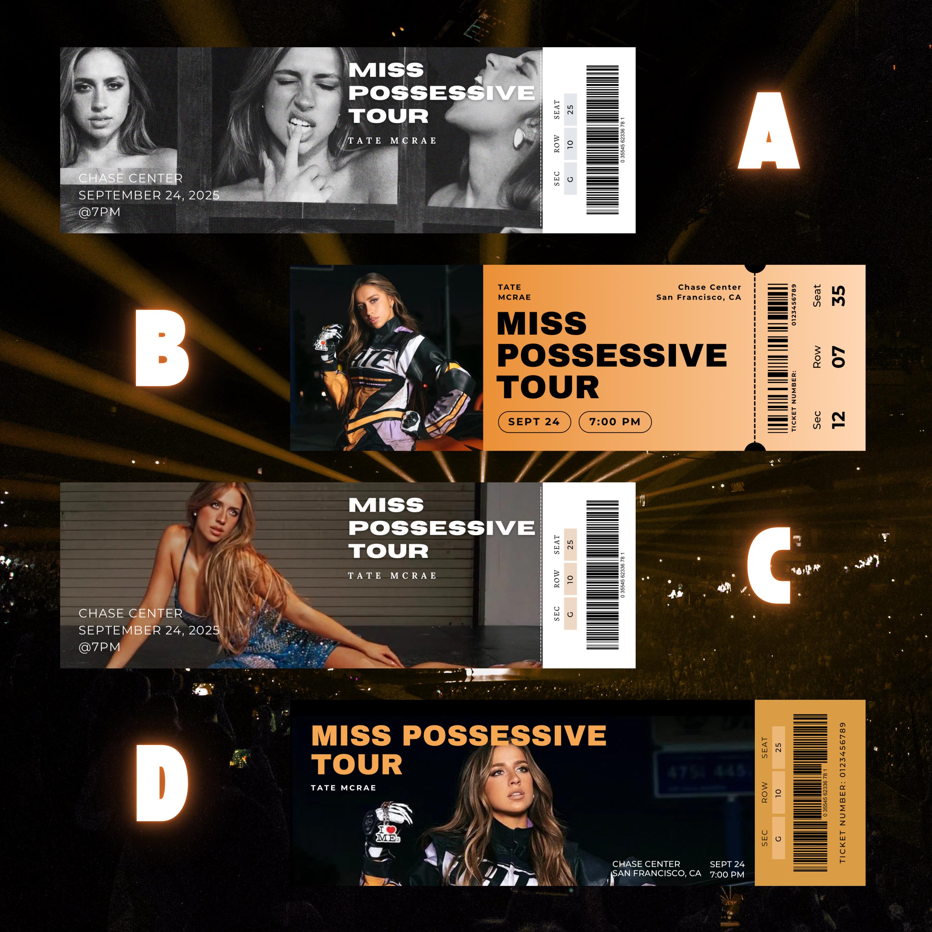 Tate Mcrae- Customizable Printable Concert Tickets - Miss