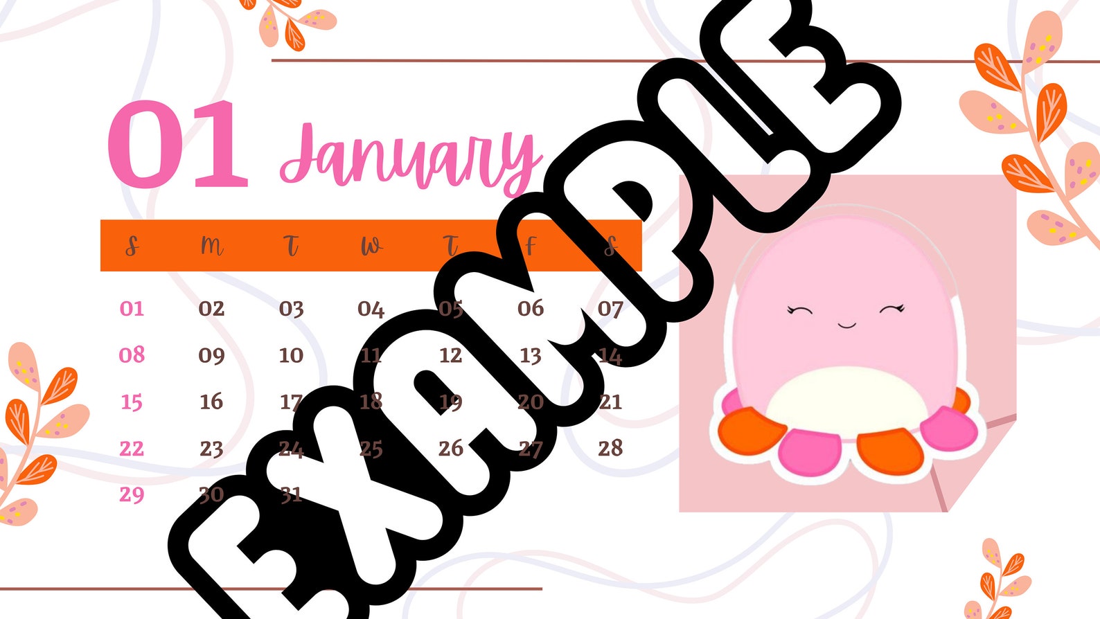 Squishmallow 2025 Calendar Printable Instant Download Digital Download
