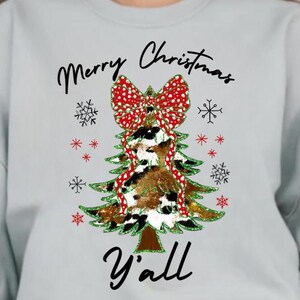 Coquette Western Christmas Tree PNG, Merry Christmas Y'all Png, Christmas Tree Design, Country Christmas Coquette Bow, Cowgirl Christmas Png
