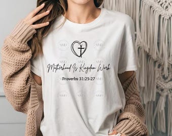 Motherhood Is Kingdom Work PNG, Retro Christian Mom Shirt, Bible Verse PNG, Mother's Day Gift, Popular Christian Png, Religious Mom Png