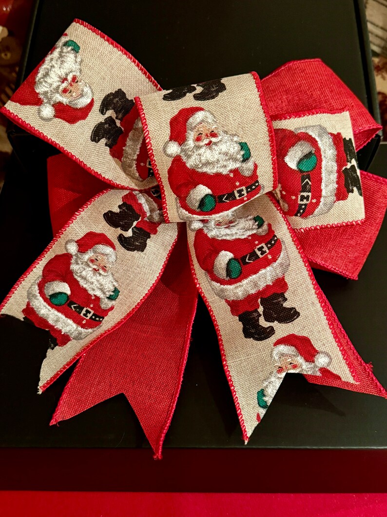 Christmas Gift Bows Set of 5 Handmade Bows Wired Ribbon for Etsy
