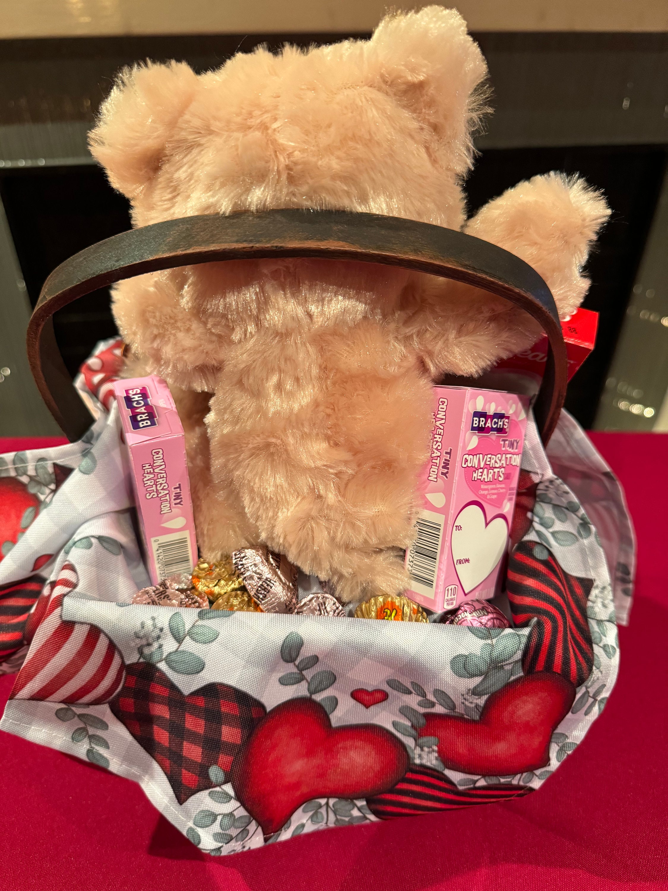 Dove Chocolate Commercial Teddy Bear Valentine's Day Gift Basket With Dove Chocolates in Heart Shaped Tin