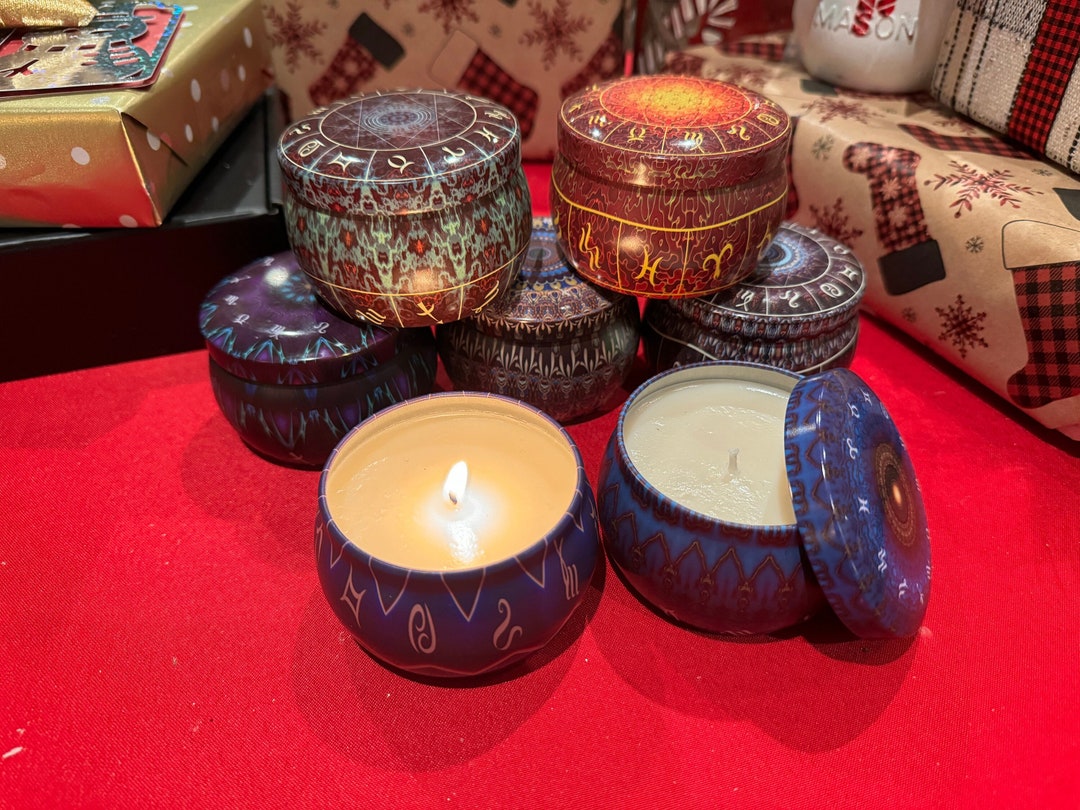 Zodiac Candle Tins Set of 3 Christmas Pine Scented Soy Candle Etsy UK