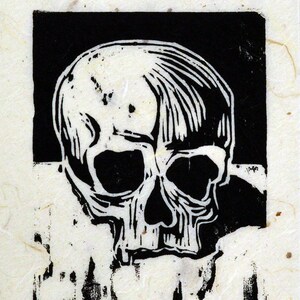Hand-printed Skull XVIII Woodcut on Thai Unryu Paper