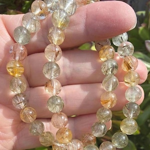 7.5mm Multi Rutilated Quartz Bracelet, Fire Energy, Divine Guidance