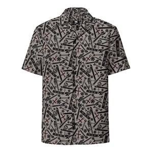 Plumber Hawaiian Shirt - Gift for Plumber or Pipefitter -  Retro Plumbing Tool Pattern Button Down