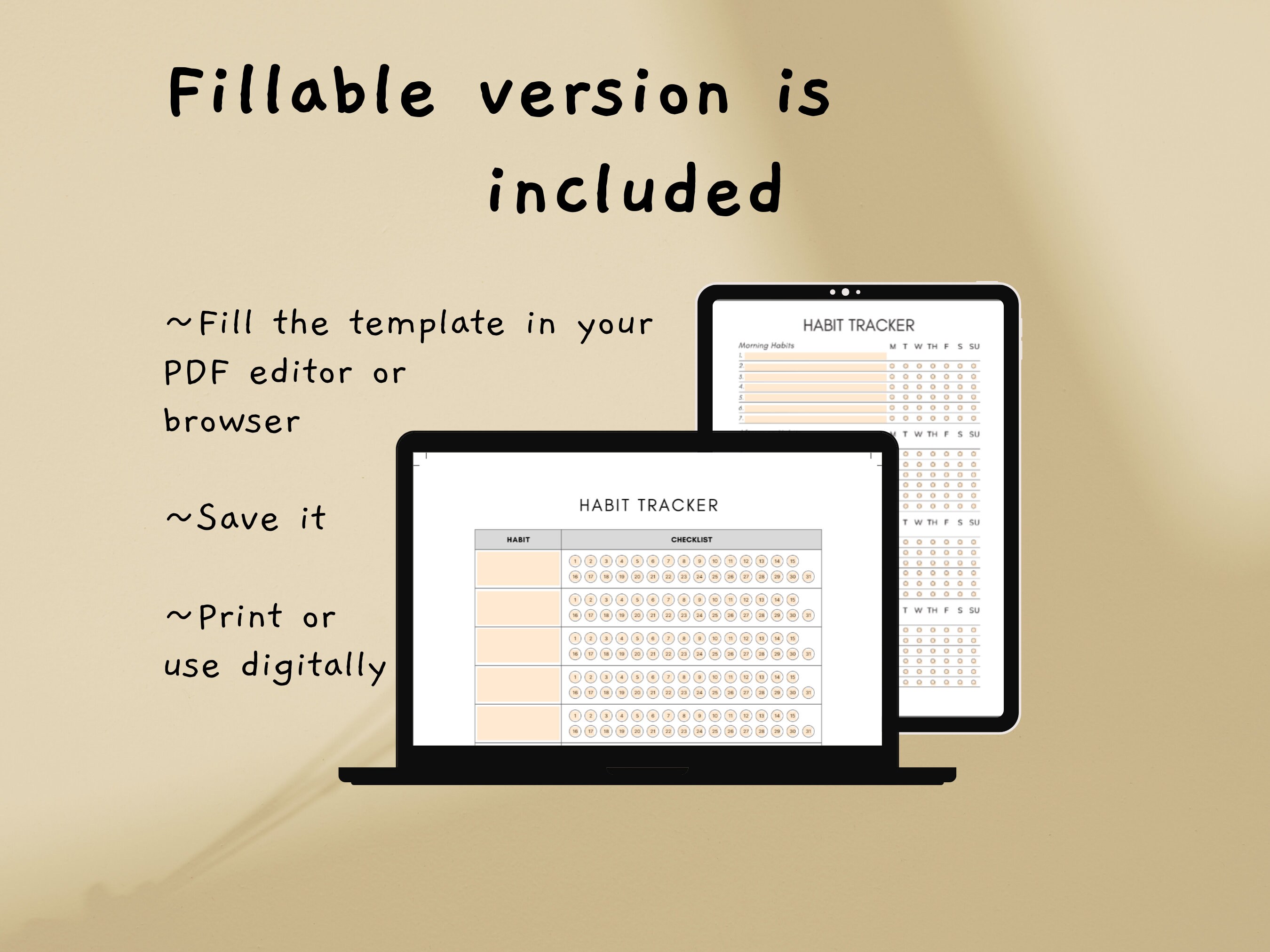Habit Tracker Printable | Minimalistic Daily Habit Tracker | Habit ...