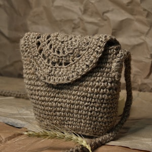 Crochet Jute Sling Bag Summer Bag Everyday Crossbody Bag Mini Over Shoulder Purse Vegan Straw Purse For Her