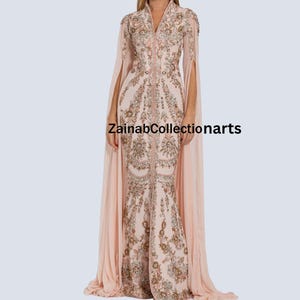 Beautiful Velvet African Attire Bridesmaid Abaya Muslim Wedding Gown Long Handmade Dubai Moroccan Kaftan with Long Tail Dress for Women