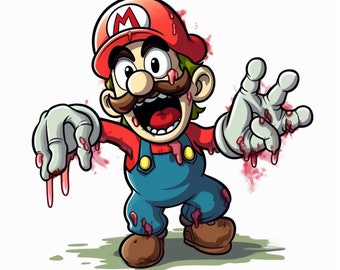 Super Mario Brothers, Mario Luigi Zombie, PNG - Gamer Life, Digital shirt PNG, Sublimation Design, DTG, Gaming Art