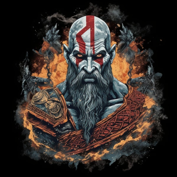 Epic God of War Printable Digital Download for Shirts and Posters, Gamer Room Decor and Perfect Gift for Hardcore Gamers