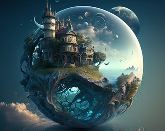 Magic Portal Print: Fantasy World, Psychedelic Art (Digital Download)