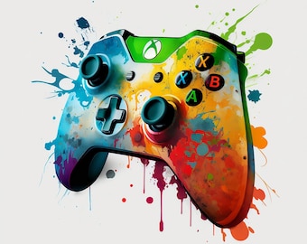 4 Graffiti Style Gaming Controller Bundle, PNG - Gamer Life, Digital shirt PNG, Sublimation Design, DTG, Gaming Art