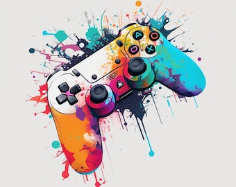 Graffiti Style Gaming Controller, PNG - Gamer Life, Digital shirt PNG, Sublimation Design, DTG, Gaming Art
