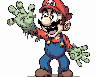 Zombie Mario from the Super Mario Brothers Video Game and Movie - Perfect for shorts and children's birthdays