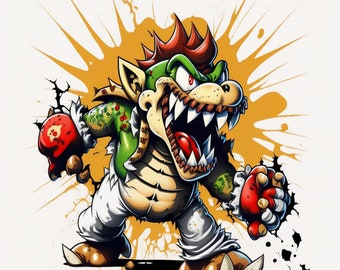 Bowser zombi PNG: Arte de jugador de Super Mario Bros (Descarga digital)