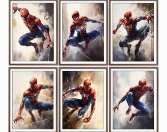Spiderman Watercolor Art Prints: Superhero Boys Room Decor (Digital Download)