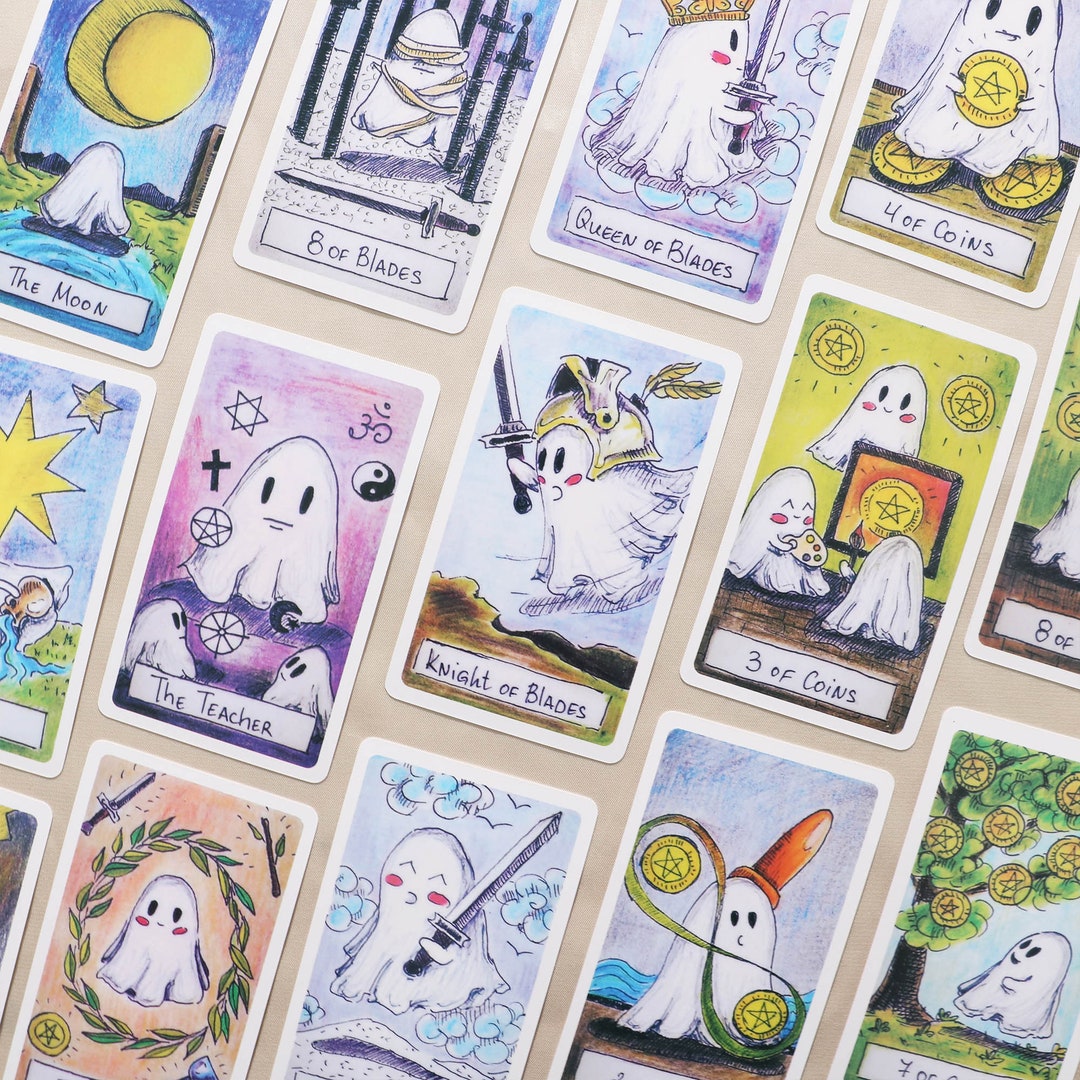 Cute Ghost Tarot Cartoon Tarot Tarot Deck Tarot Cards Etsy