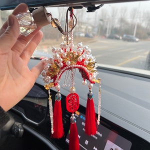 Cute  Crochet Car Charm, Handmade Car Rear View Mirror Hanging，Car Accessories For Women，a gift for her