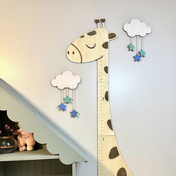 Giraffe Growth Height Chart Personalized Wooden Nursery Decor Height Chart for Kids