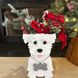 Custom Yorkie Bichon Mix Wooden Flower Planter Box Gift Dog Planter Made in West Virginia