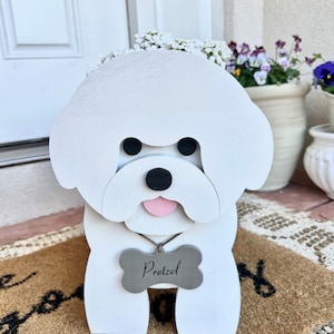 Bichon Frise Wooden Flower Planter Box Made in West Virginia